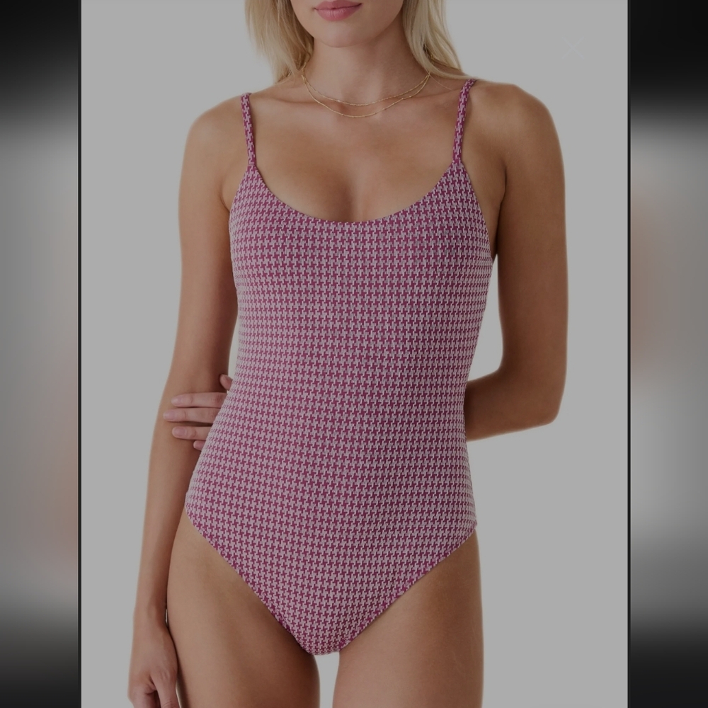 Pink Patterned One-Piece Swimsuit